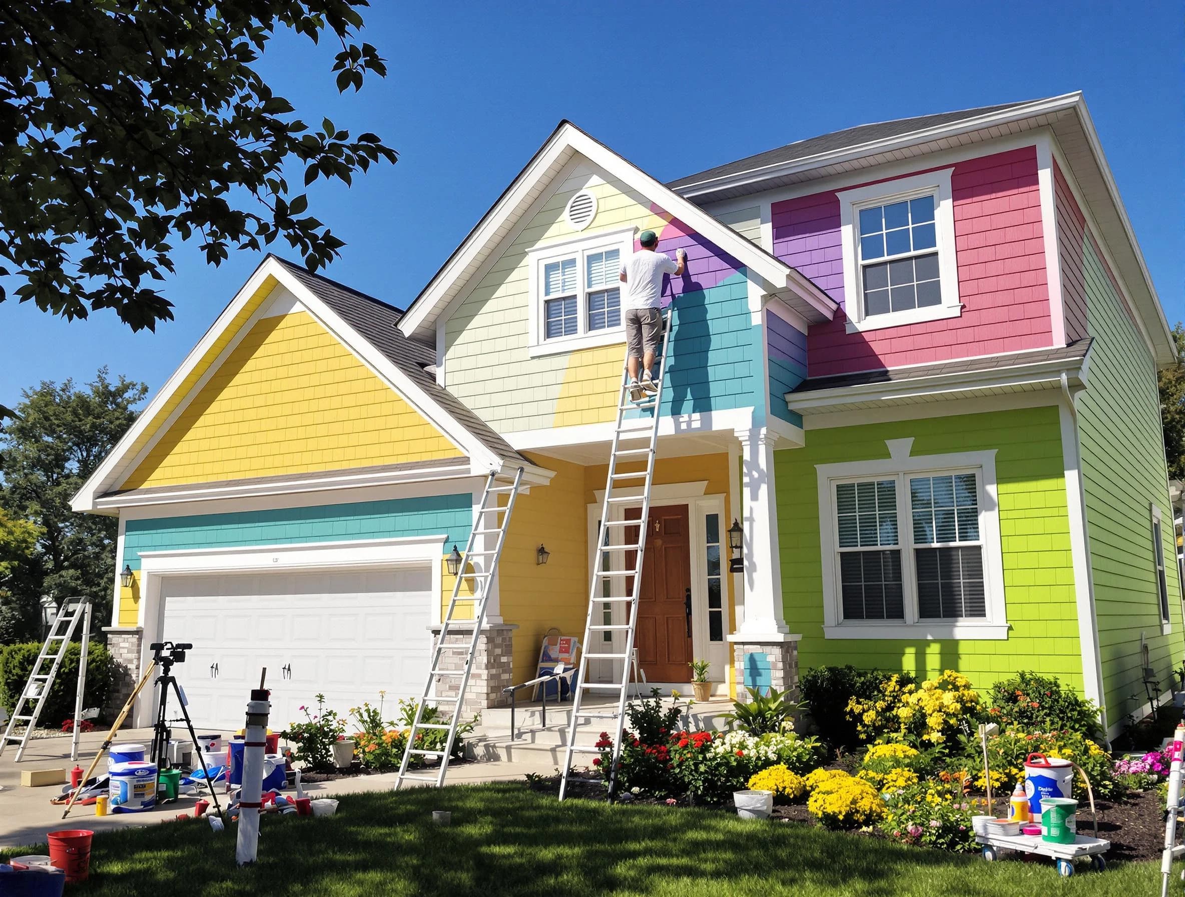 Glendale House Painters professionals painting a home exterior in Glendale, AZ