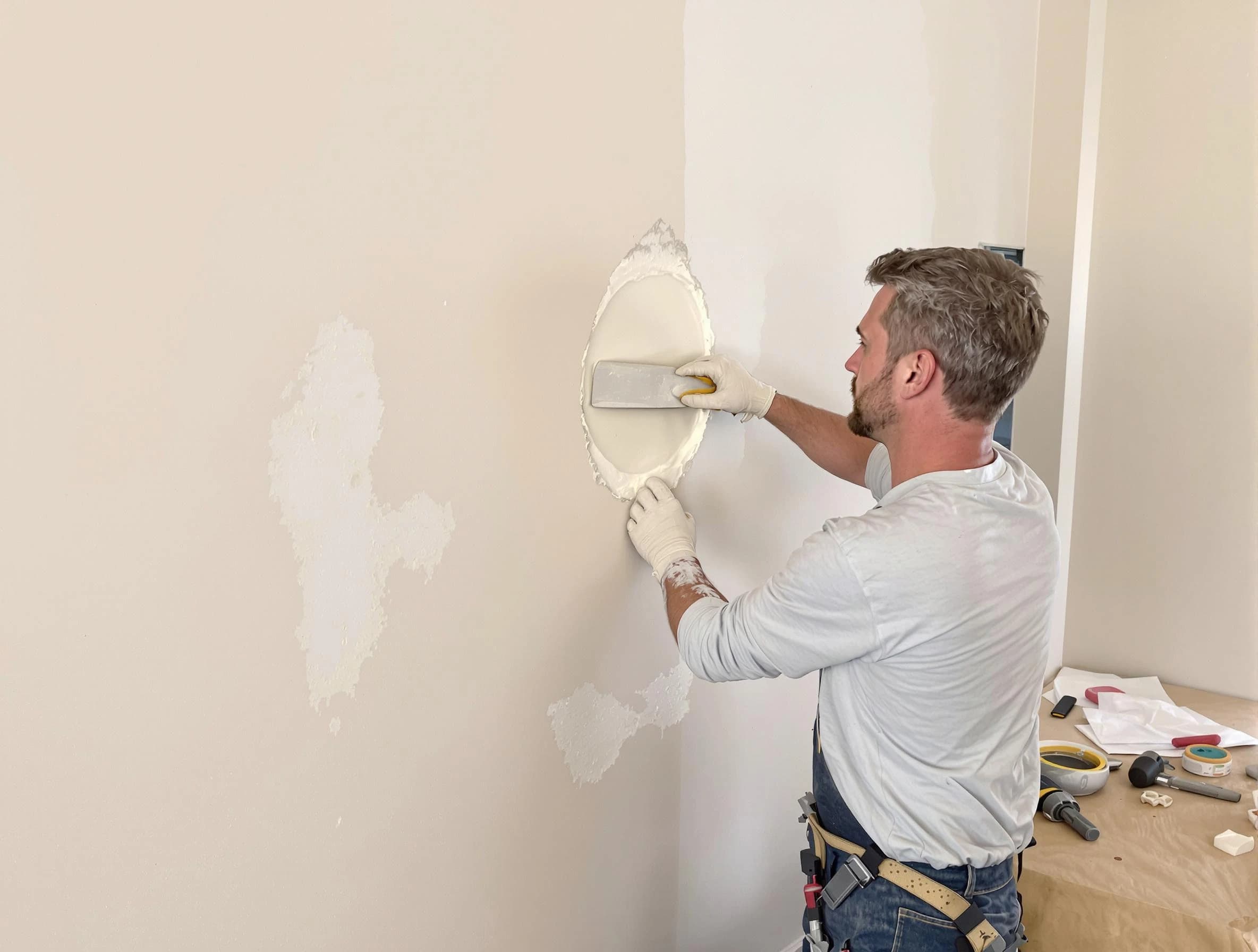 Glendale House Painters technician patching a drywall hole in Glendale, AZ