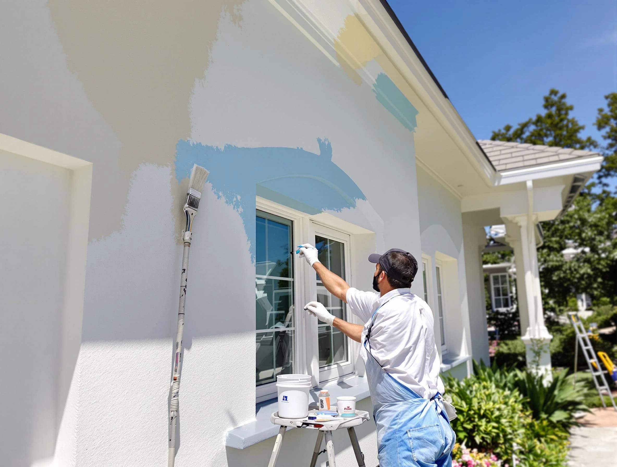 Glendale House Painters professional painting the exterior of a house in Glendale, AZ