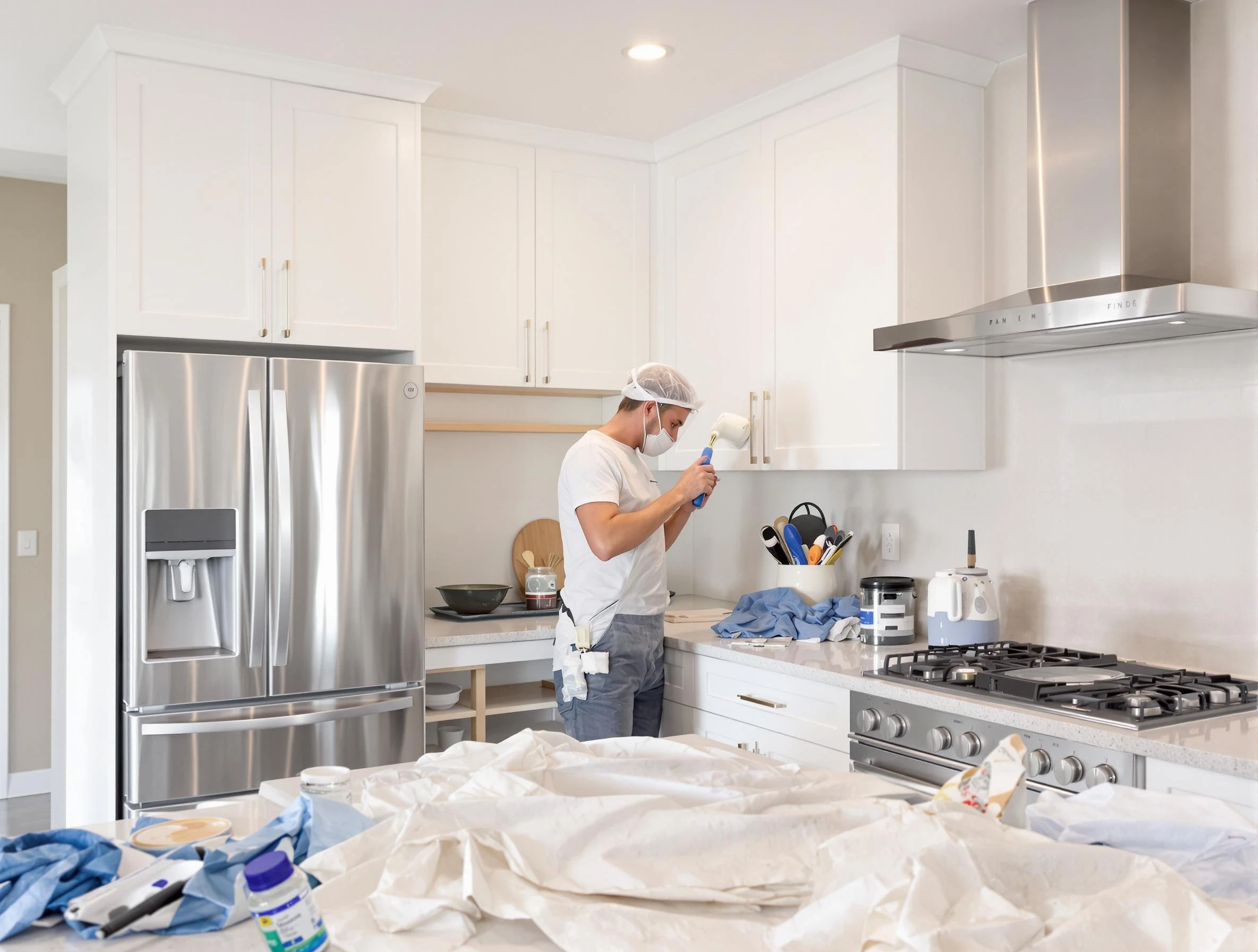 Glendale House Painters painter applying a fresh coat in a kitchen located in Glendale, AZ